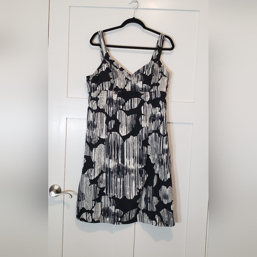 New York & Company Cotton Black & White Sundress Sleeveless Midi Size 16